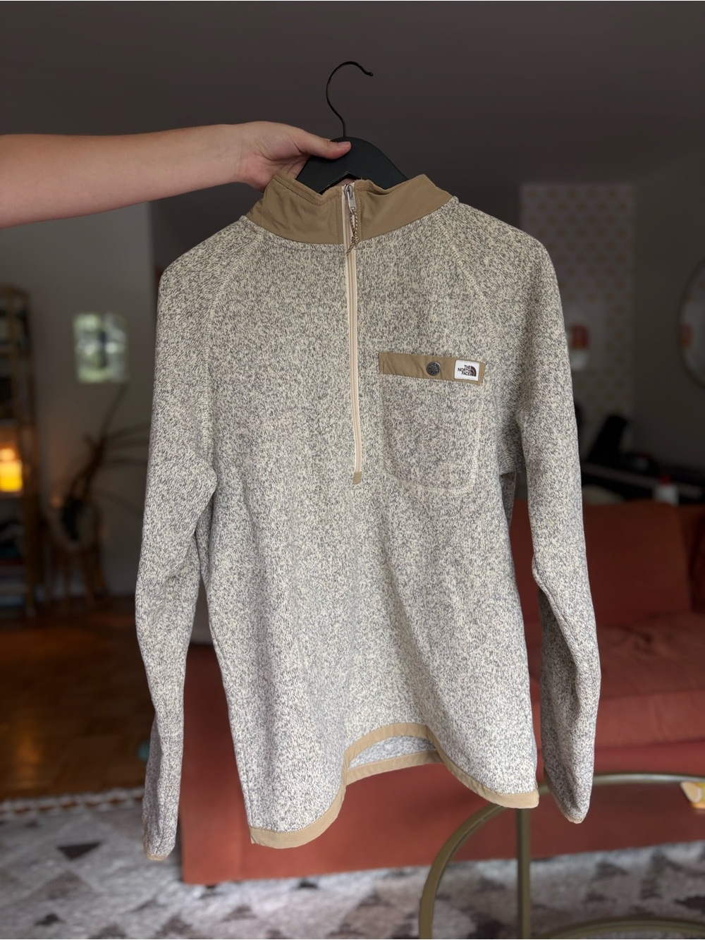 The North Face Men’s Beige Heathered Quarter-Zip Pullover